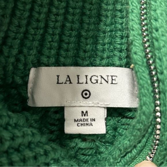 La Ligne For Target Collab Womens Medium 1/4 Zip Green & Blue Stripe Sweater - Picture 3 of 6